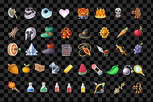 420个RPG游戏图标大全16×16像素小图标PNG透底