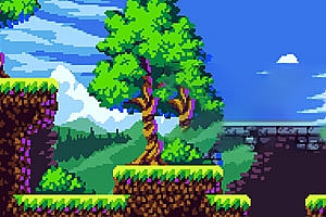 RPG像素风格绿色丛林地图元素 横版平台游戏素材包