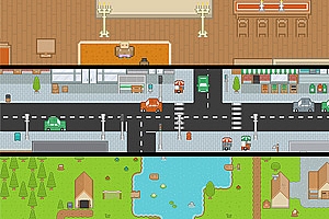 现代RPG游戏地图素材 房间/街道/郊外像素瓦片拼贴PNG透明图片