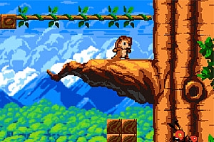 一组森林树木上松鼠为主角的像素游戏素材