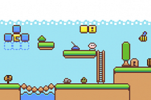 简单休闲的平台关卡类游戏地图素材 像素风拼贴PNG元素素材包