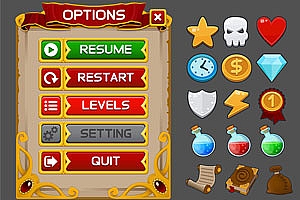 中世纪风格游戏设置功能性图标素材EPS矢量源文件