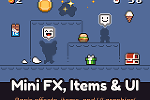 一个迷你小型图形包 像素游戏UI界面素材