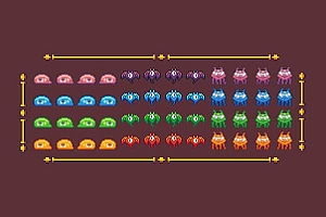 简单的像素敌人角色2帧行走动画