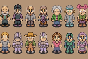 四方向行走的像素游戏角色素材下载