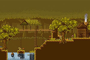 昏暗的横版像素游戏地图场景素材