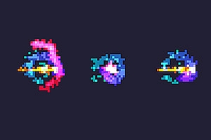 3个像素风格的魔法技能球特效序列帧素材