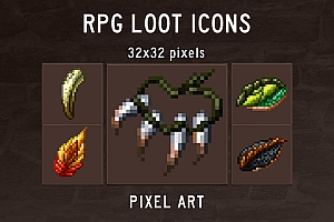 48个像素游戏战利品图标素材