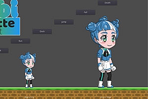 一个2D游戏卡通女孩角色素材含骨骼动画