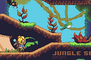 丛林像素风平台类游戏场景元素素材