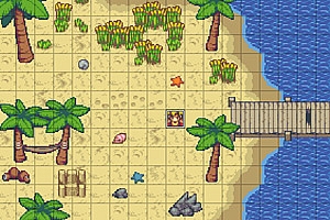 像素风沙滩场景游戏地图素材