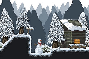 简单基础的像素横版游戏雪景地图场景Tiled元素素材