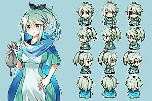 美女精灵像素游戏角色