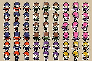 16×16像素RPG游戏角色精灵