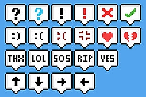 像素风游戏提示/引导/表情图标UI素材