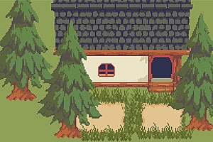 简单森林小木屋场景地图像素Tileset拼贴平铺元素素材