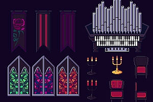 简单的哥特式RPG室内家具物品