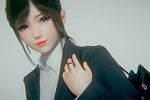 3D插画CG壁纸通勤制服少女1080P渲染图