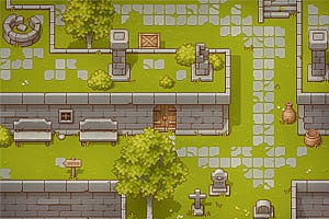 像素游戏自上而下草地场景地图拼接图块