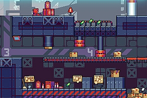 科技工业风横版像素游戏地图场景PNG平铺图块