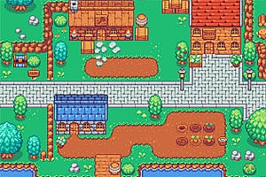 像素游戏地图素材村庄乡村休闲郊外农村草地森林城镇平铺图块