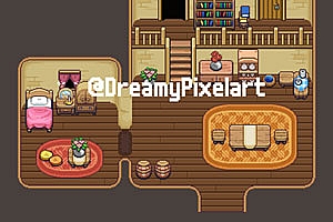 室内像素风格地图场景图块元素游戏素材