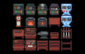 100个RPG像素游戏家具元素